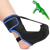 Plantar Fasciitis Night Splint Sock with Hand-Held Massage Tool Upgraded Soft Plantar Fasciitis Brace for Women Men for Achilles Tendonitis Foot Drop Heel Spur Pain Relief Black-Blue (Medium)
