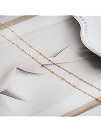 Gargantilla de cadena de oro de 14 quilates, delicada cadena de labios, collar largo delicado, gargantilla de moda, regalo de joyería para mujeres