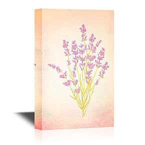 Leaf and Floral Abstract Lavender on Watercolor Style Background