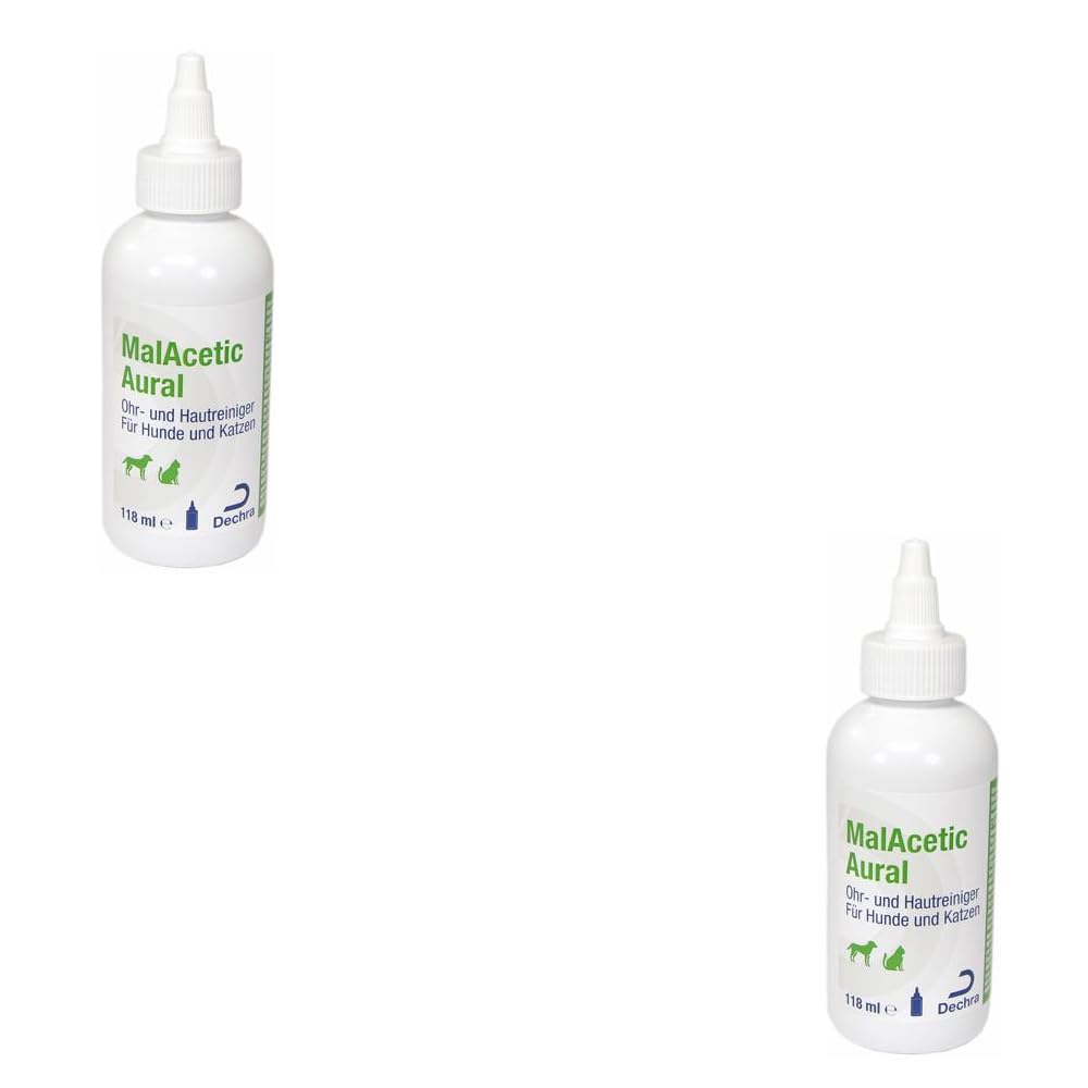 Dechra Albrecht MalAcetic Aural for Dogs and Cats for Ear and Skin Care Bundle 2 x 118 ml