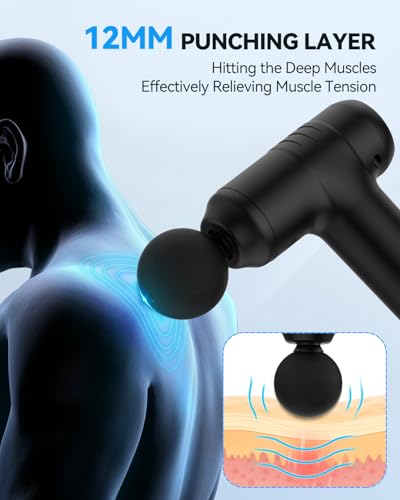 Mini Massage Gun, 30 Speed Handheld Muscle Massage Gun, Portable Massage Gun, Easy to Carry, Equipped with 4 Massage Heads, Unique Gift for Mother's Day, Ideal Gifts for Men Women (Black)