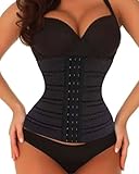 Waist Trainer Corset for Weight Loss Sport Workout Shaper Tummy 4 Steel Boned (XL, Black-4 Steel Boned)