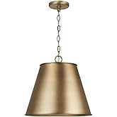 Capital Lighting 337811AD Welker Metal Cone Pendant, 1-Light 100 Watts, 15" H x 16" W, Aged Brass