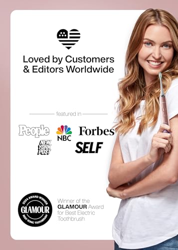 Aquasonic Vibe Series Ultra-Whitening Electric Toothbrush | ADA Accepted Toothbrush, 8 Brush Heads & Travel Case, 40,000 VPM Motor & Wireless Charging, 4 Modes w Smart Timer - Rose Gold