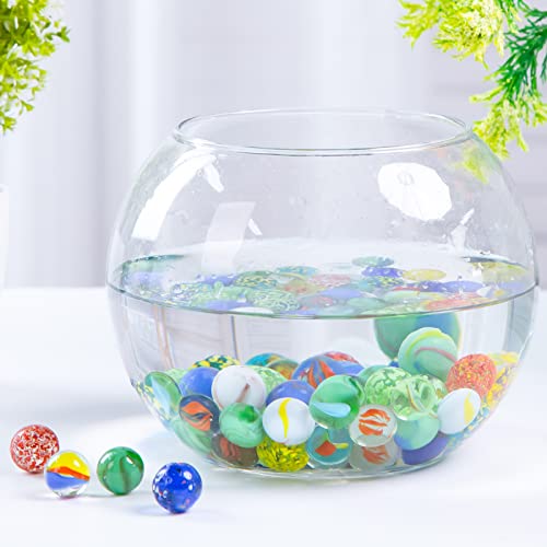 3 otters Glass Marbles Bulk, 125PCS Round Glass Beads with Marble Jar Assorted Style Kid Marbles Game Marble Run Vase Fillers