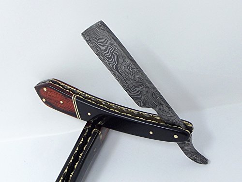 Buy Damascus Knives Razor Pocket Buffalo Horn and wood Handle Made in ...