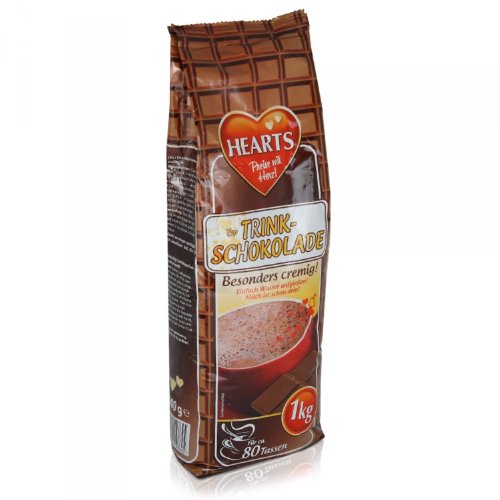 Hearts Typ Trinkschokolade 1kg Instant Getränkepulver, aromatisiertes lösliches Instantpulver, reicht für 80 Tassen