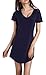 Chamllymers Cotton Sleep Shirts for Women Soft Sleepwear Loose Fit Night Shirts V-neck Nightgowns Navy L