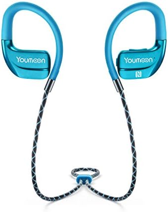 Youmoon Bluetooth Beryllium Diaphragm Headphones - Wireless Sports Earbuds- Sweatproof Music Earpiece- Top Quality Audio- Built-In Microphone- Compatible With iPhones, Smartphones, iPad (BLUE)