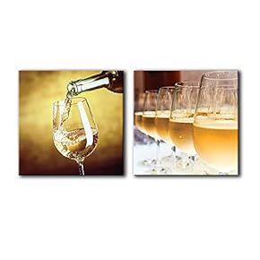 Canvas Wall Art Wine & Fruits Painting Artwork for Home Prints Framed - 12"x12" x 2 Panels