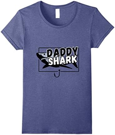Womens Daddy Shark Awesome Funny Fathers T-shirt Small Heather Blue