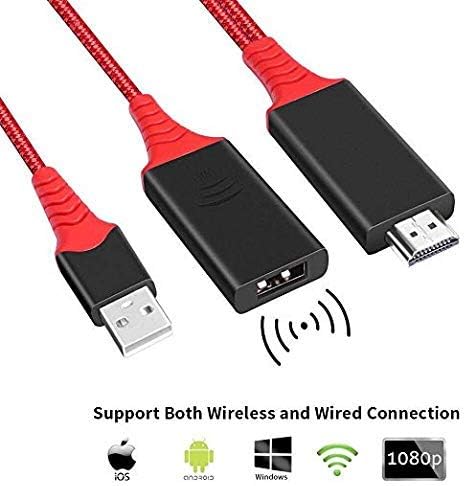 Bambud Compatible with iPhone iPad Android USB to HDMI Adapter, WiFi Wireless Display Dongle Cable for iOS/Micro USB/Type C Phone Tablet to TV/Projector/Monitor, 1080P MHL HDTV Connector Cord (Black)