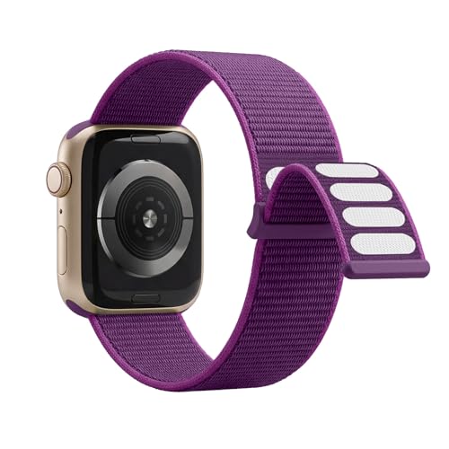 Lobnhot Nylon Band Compatible with Apple Watch Band 40mm 38mm 41mm, Adjustable Sport Strap Compatible with iWatch Series 7 SE 6 5 4 3 2 1 (Purple 38/40/41mm)