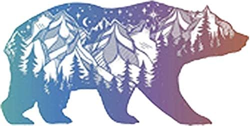 Divine Designs Pretty Pastel Ombre Hipster Art Drawing - Outdoor Wilderness Bear Vinyl Decal Sticker (12" Wide)