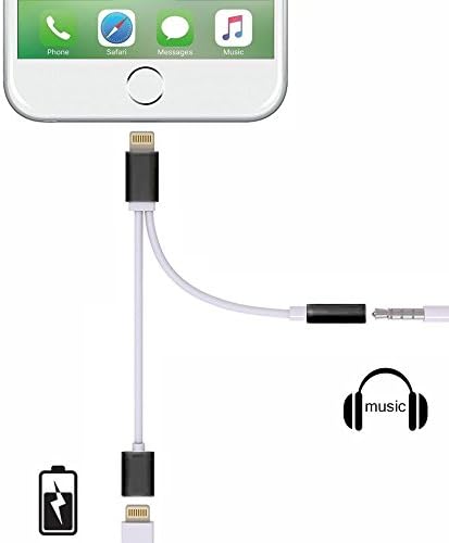 2 in 1 Lighting charging Cable to 3.5mm Headphone Jack adapter for iPhone 7/ 7Plus ,Listen to Music with Favorite Headphone and Charge Your iPhone7 At the Same time(balck)