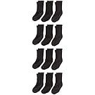 Hanes Ultimate Boys' 12-Pack Crew Socks, Black, 3/9/2017/Large