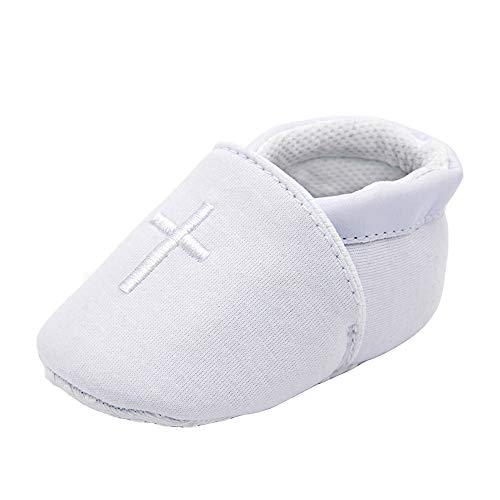 bebé niños niñas premium suela suave cruz bautismo zapatos para niños pequeños 0-3 meses blanco