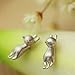 Cat Studs Earring Necklace Mini Ear Crawler Climbers Cute Kitten Collarbone Necklace Matte Charms Jewelry Earrings Necklace Set