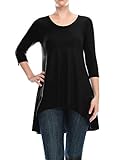 ALL FOR YOU Women Hi-Low 3/4 Sleeve Tunic Top Made in USA