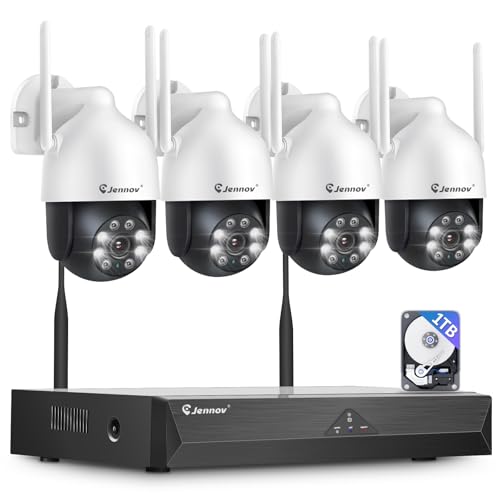 【5MP+360°PTZ】 Jennov Überwachungskamera Set Aussen WLAN, 5MP 10CH NVR