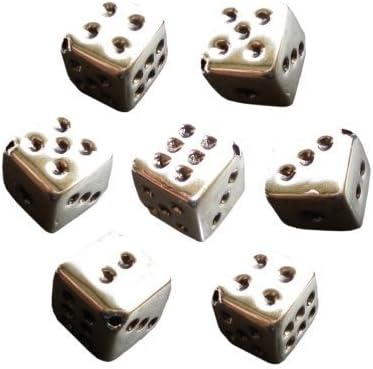 30 Silver Dice Beads