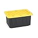 Homz Durabilt 15 Gallon Stackable Home Storage Container Bins Heavy Duty Opaque Base Organization Totes with Snap On Lid, 6 Pack, Black and Yellow