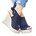 Younsuer Wedges Sandals For Womens Espadrille Platform Peep Toe Ankle Strap Mid Heel Suede Back Lace Up Sandals