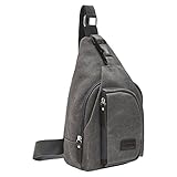 Saygoer Canvas Sling Bag Chest Bag Pack Travel Unbalance Crossbody Bag Men Women with Adjustable Strap for Outdoor Sports