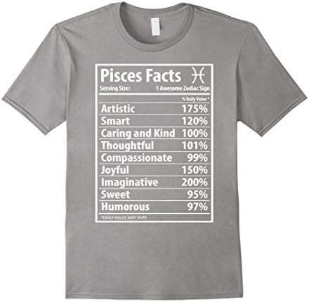 Men's Pisces Facts Funny Pisces Zodiac T Shirt (Lucky Color) Large Slate