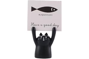 VCTITIL Memo Holders Resin Cartoon Animal Picture Holder Card Holder Paper Clip Holder Photo Clip Memo Stand Desktop Decoration for Home Office (Black cat)