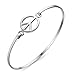 925 Sterling Silver Open Peace Love Sign Round Round Openable Hook Bangle Bracelet 7.5 inches