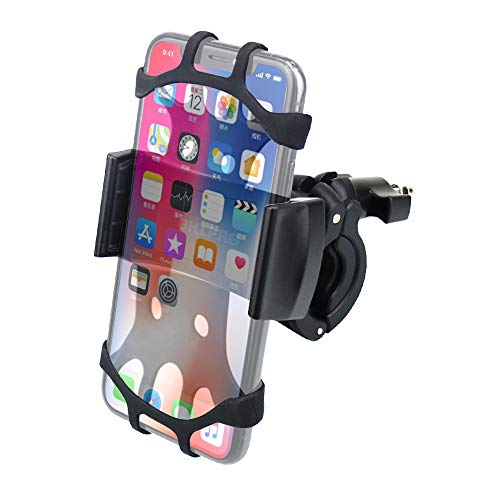 OHLPRO Bike Phone Mount,Bicycle Cell Phone Holder Universal Motorcycle Handlebar Rack with 360° Rotation Adjustable Anti Shake Silicone Bands Cycling for iPhone Samsung All 4.0"-6.0" Phones Black