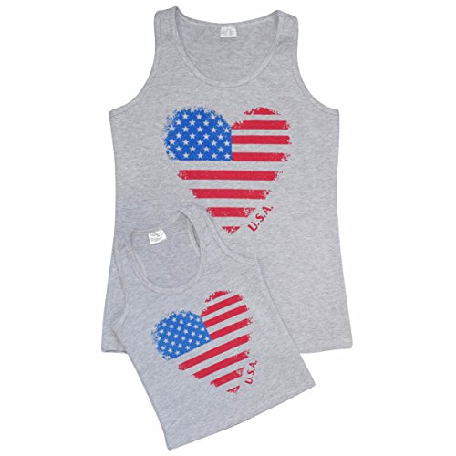 Unique Baby Girls Mommy & Me 4th of July Heart Tank Tops