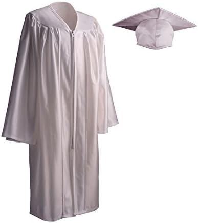 Child Graduation Cap &amp; Gown (Shiny Fabric), White