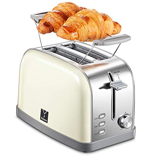 2 Slice Toaster, Bagel Toaster Toaster with 7 Bread Shade Settings, 2 Extra Wide Slots, Defrost/Bagel/Cancel Function, Removable Crumb Tray, Stainless Steel Toaster by Yabano, Yellow