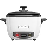 BLACK+DECKER 16-Cup Rice Cooker, 8-Cup Uncooked Rice, Steaming Basket, Removable Non-Stick Bowl, One Touch, Keep Warm