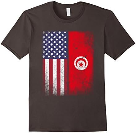 Mens American Tunisian Flag T-shirt Tunisia Heritage Arabic Tee Small Asphalt