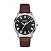 Bulova Classic Quartz Mens Watch, Stainless Steel with Brown Leather Strap, Silver-Tone (Model: 96A184)