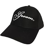 GROOM Wedding Baseball Cap Black Hat with White Embroidery 100% Cotton