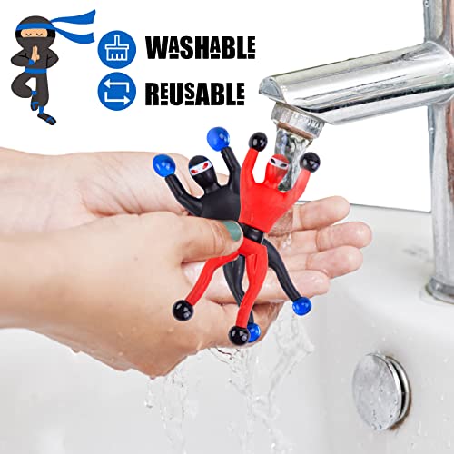 LovesTown Sticky Ninja Wall Climbers, 42PCS Stretchy Sticky Ninjas with DIY Stickers Window Crawler Wall Tumblers for Kids Party Favor Goodie Bag Fillers