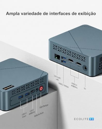 BOSGAME Mini PC E3 Neo, Intel Alder Lake N95 (Até 3.4GHz), 16GB RAM DDR4, 512GB SSD NVMe, Windows 11 Pro, LAN 2.5G, 3 Monitores 4K, WiFi 5, Computador Desktop para Home Office e Estudos