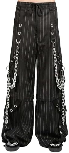 Men's Gothic Bondage Zipp Off Pants/Black & Yellow Skull Hunter