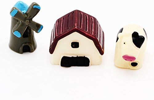 KPShop Garden Ornament Miniature House Flower Figurine Craft Plant Pot Fairy Decor " 3pcs set cow"No.06