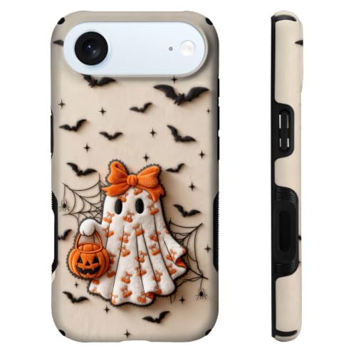 NOWETOO Case for iPhone 17 Air,Ghost Orange Bow Pumpkin Bat Halloween Phone Case,Trendy Magsafe Silicone Shockproof Cover for Girl Women at Amazon