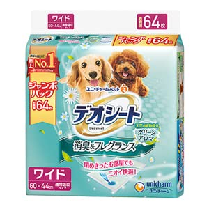 unicharm デオシート 消臭＆フレグランス グリーンアロマの香りワイド 64枚 4袋 ユニ・チャームの商品画像