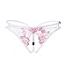 GIRLADY Open Crotch G String Panties for Women Sheer Lace Thong Embroidery Intimates Rhinestone Pendants Brief Sexy Underwear (White/Pink 2)