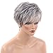 YIYEZI Granny Grey Human Hair Topper Toupee Clip Hairpiece Lace Top Wig For Women 9 Inch (Grey)
