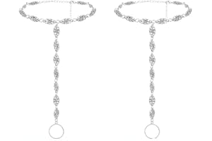 U-M Anklet Barefoot Sandals Anklet with Toe Ring Beach Wedding Beaded Anklet Jewelry Girl å¦‚å›¾æ‰€示 As Shown