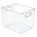mDesign Plastic Storage Closet Organizer Bin, Container Bin for Entryway, Hallway, Linen, and Coat Closet - Organization for Clothing, Blankets, Toys, and Accessories, Ligne Collection, 2 Pack, Clear