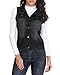 MISS MOLY Women's Sleeveless Frayed White Looking Lapel Denim Vest Button Up Dowm Denim Jacket Vests Coat w 2 Chest Pockets (Black Vest,L)